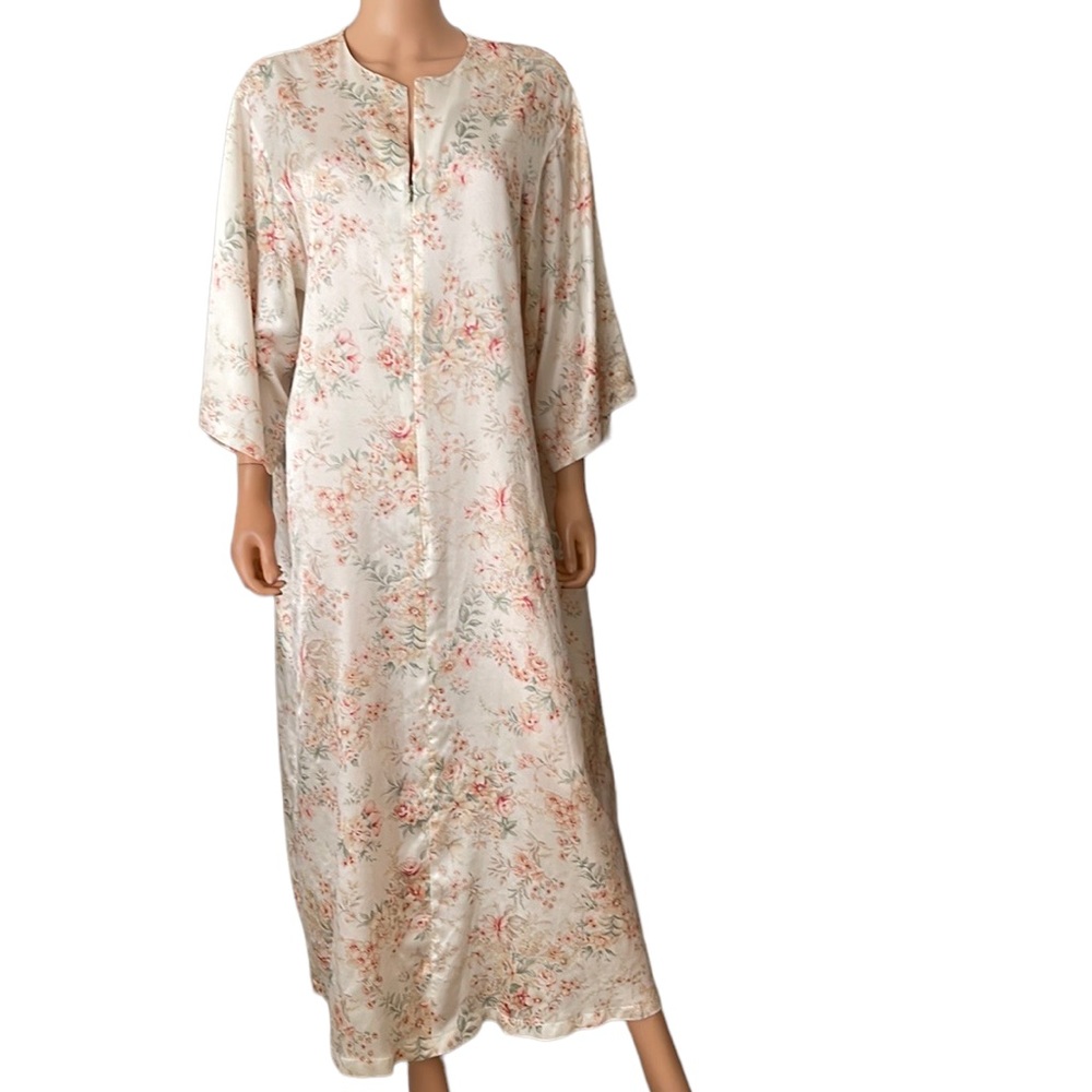 Vintage Valentino Floral Silky Gown Robe | XL | Italian Loungewear